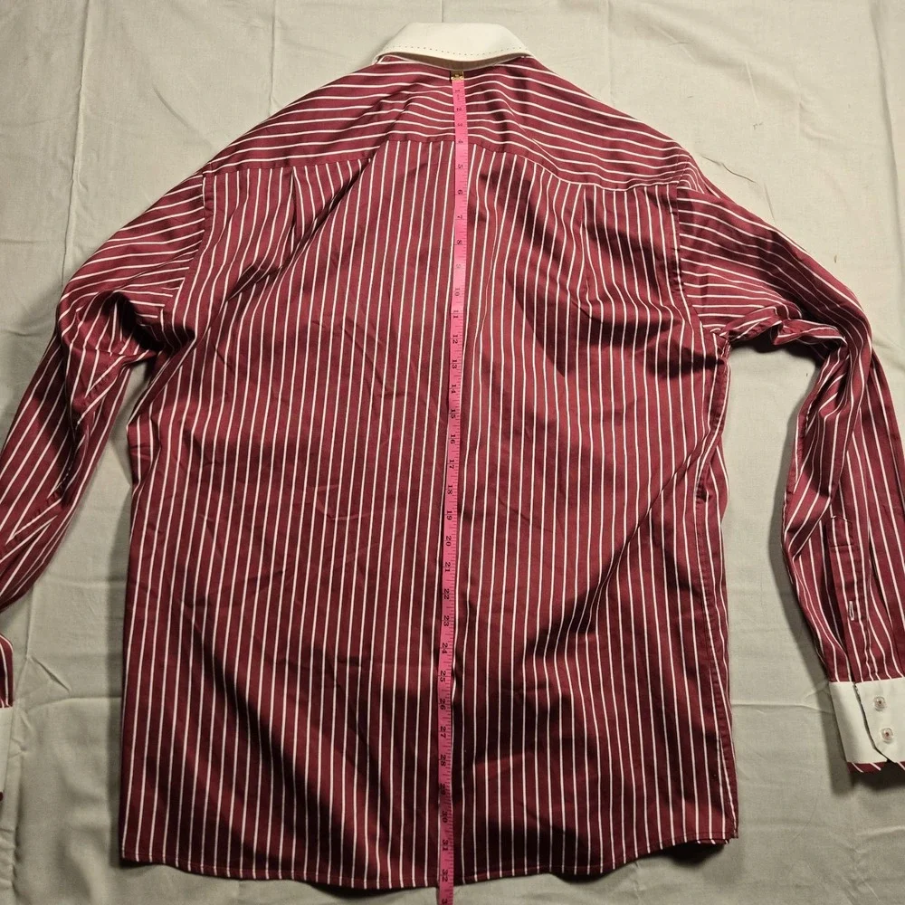 Axxess Red Stripe Egyptian Cotton Modern Fit Button-Down Shirt XL, No Size Tag